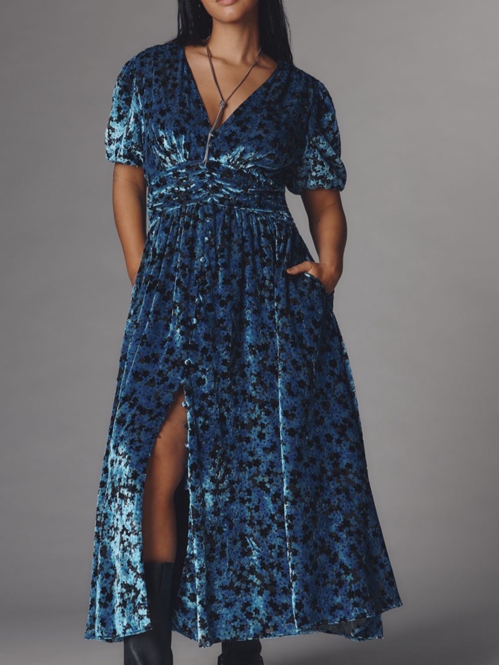 NWT - The Katerina Button-Front Dress:
Velvet Edition